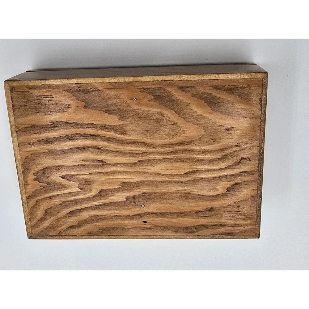 Vintage Mid‎ Century Ocean Beach Wooden Trinket Jewelry Box Seagulls Divided